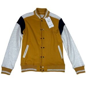 Sovereign Code Boys Brigham Varsity Jacket Honey Oatmeal Yellow Size M 10-12 NEW